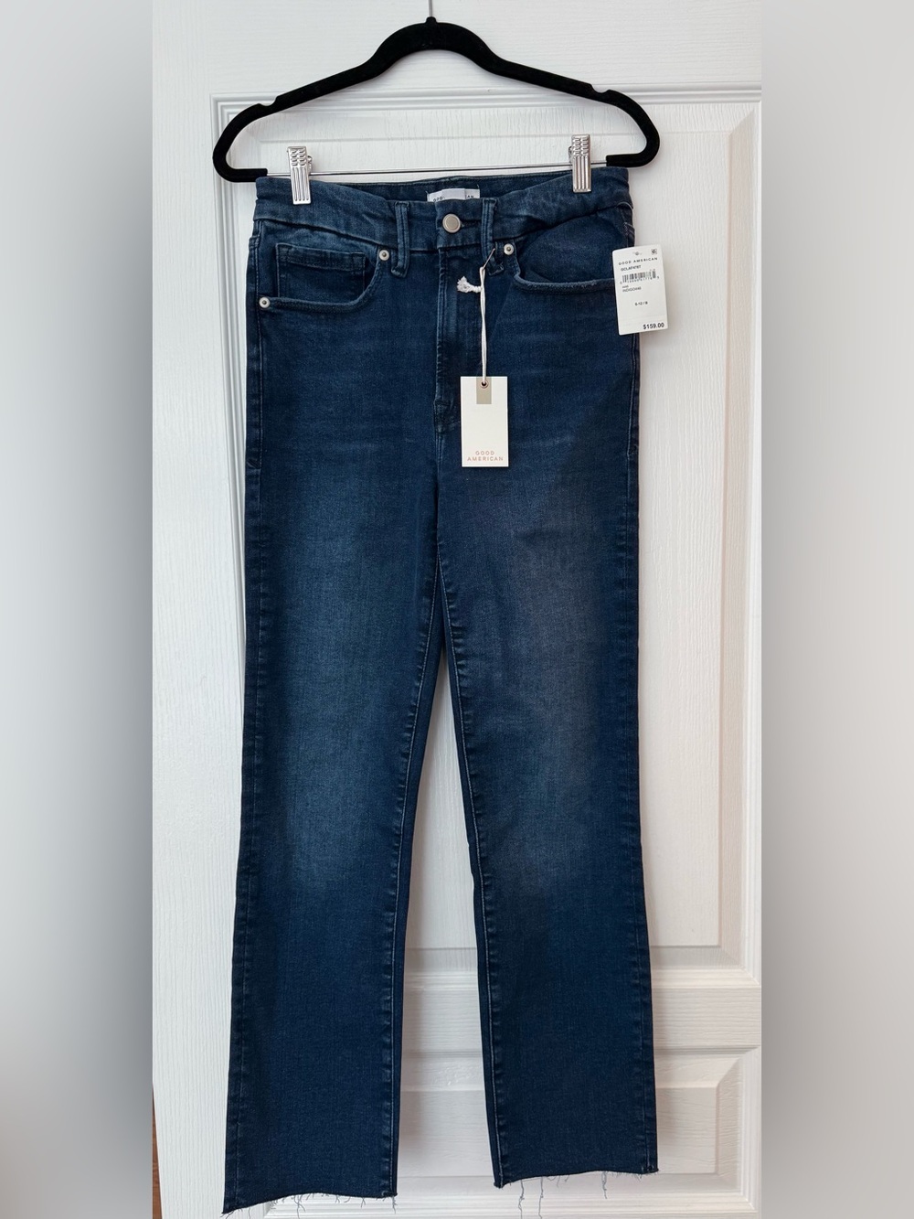 Good American Always Fits Good Classic Slim Dark Blue Jeans, Fits Sizes 6-12